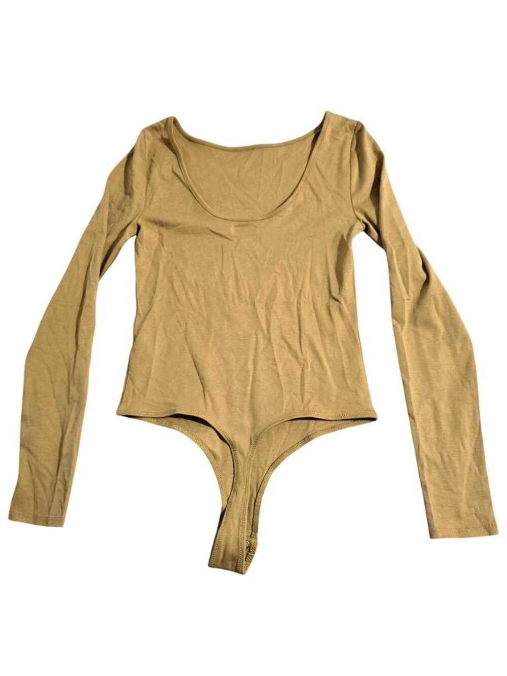 J Crew Gold Long Sleeve Bodysuit With Snap Closure Womens Size S